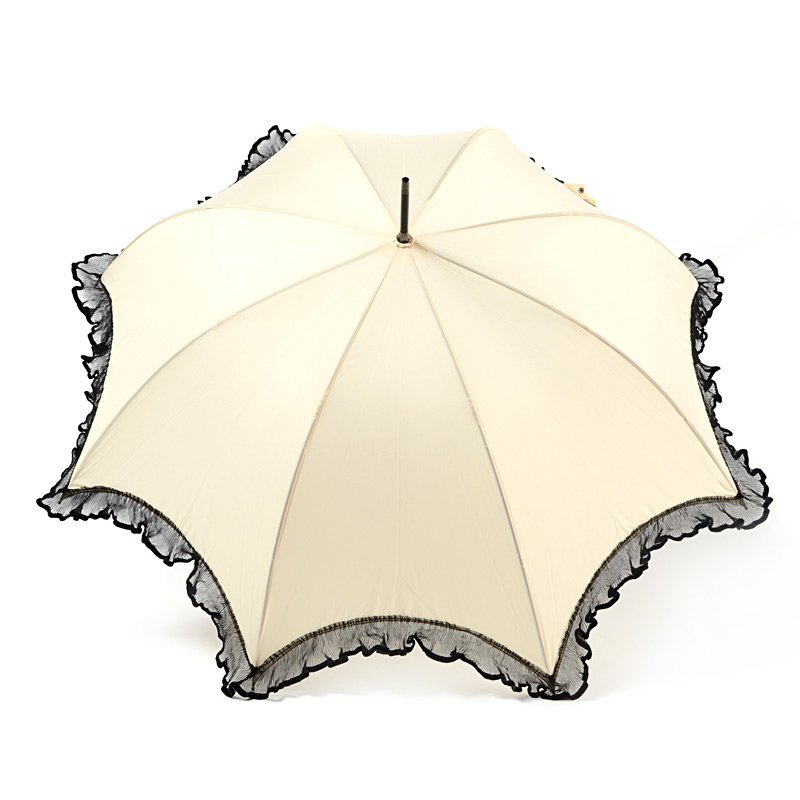 Beige Scalloped Pagoda with Lace Trim Wedding Umbrella Top Canopy