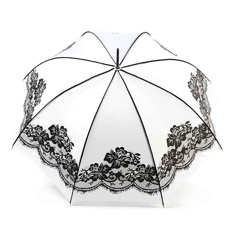 White Boutique Vintage Style Printed Wedding Umbrella Top Canopy