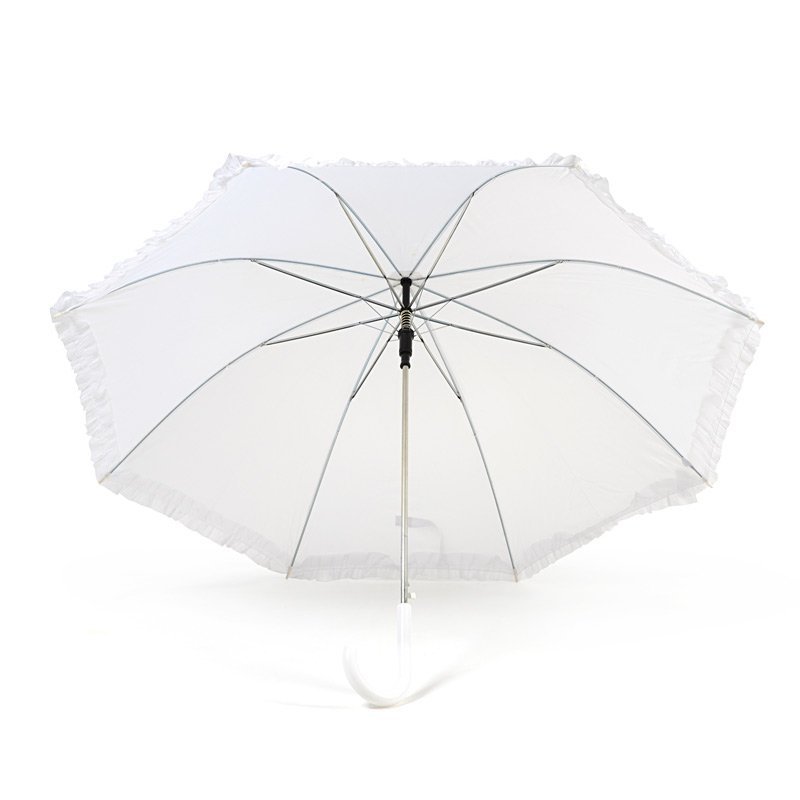Budget White Wedding Umbrella with Frill Under Canopy