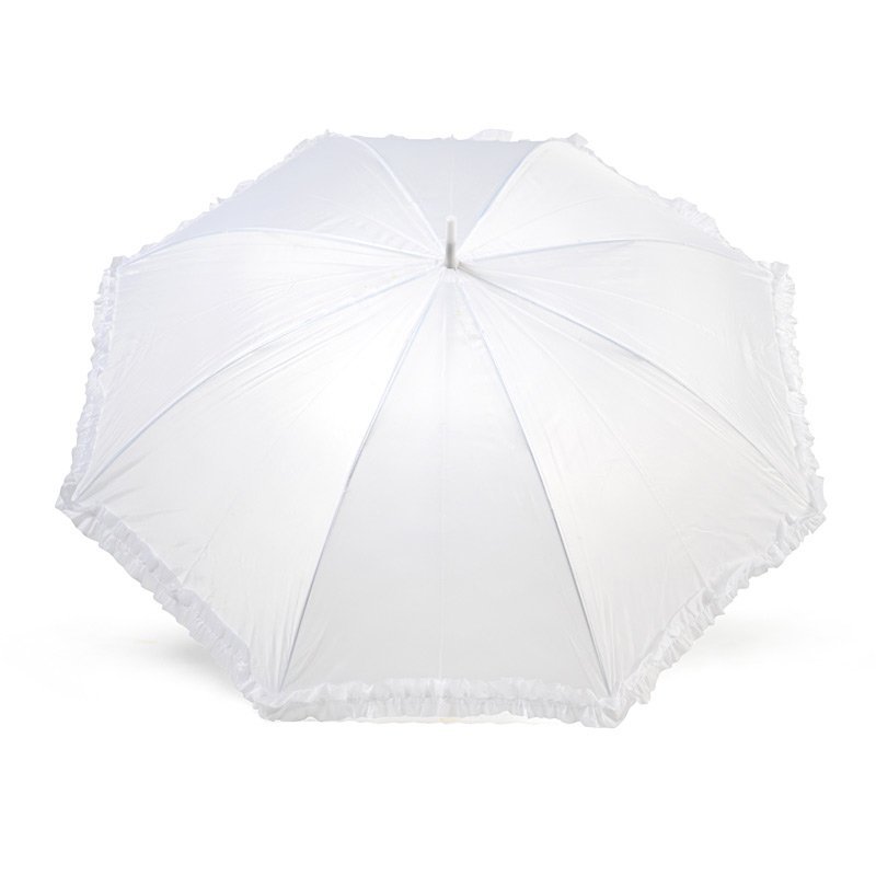 Budget White Wedding Umbrella with Frill Top Canopy