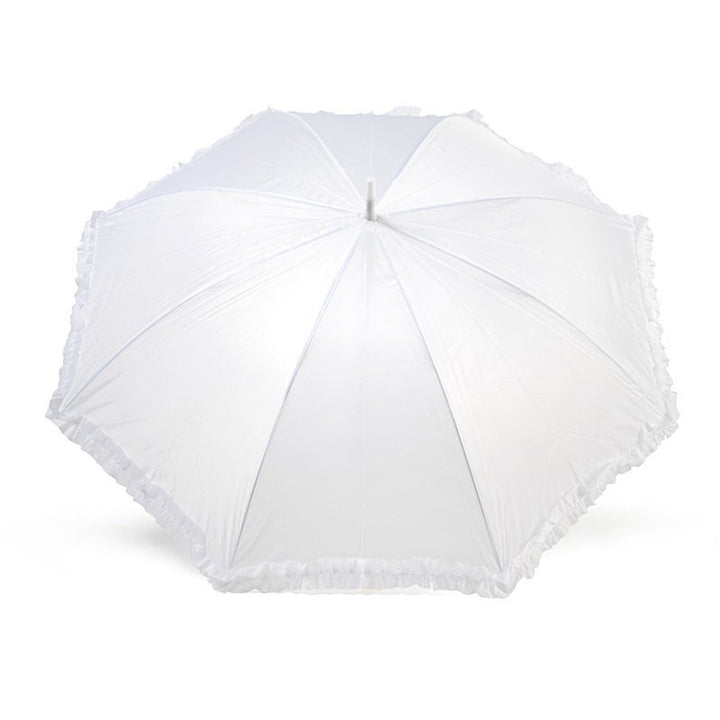 Budget White Wedding Umbrella with Frill Top Canopy