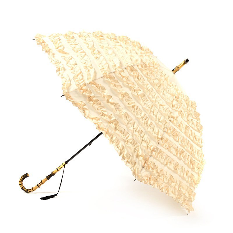 FiFi Frill with Tassell Pagoda Beige Wedding Umbrella Side Canopy