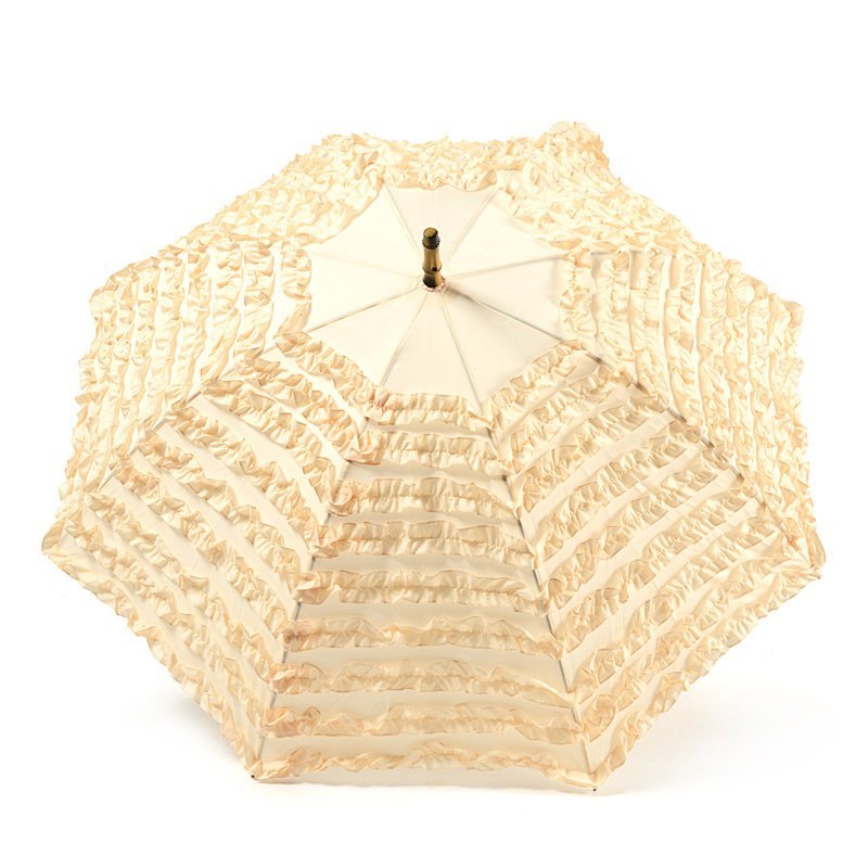 FiFi Frill with Tassell Pagoda Beige Wedding Umbrella Top Canopy