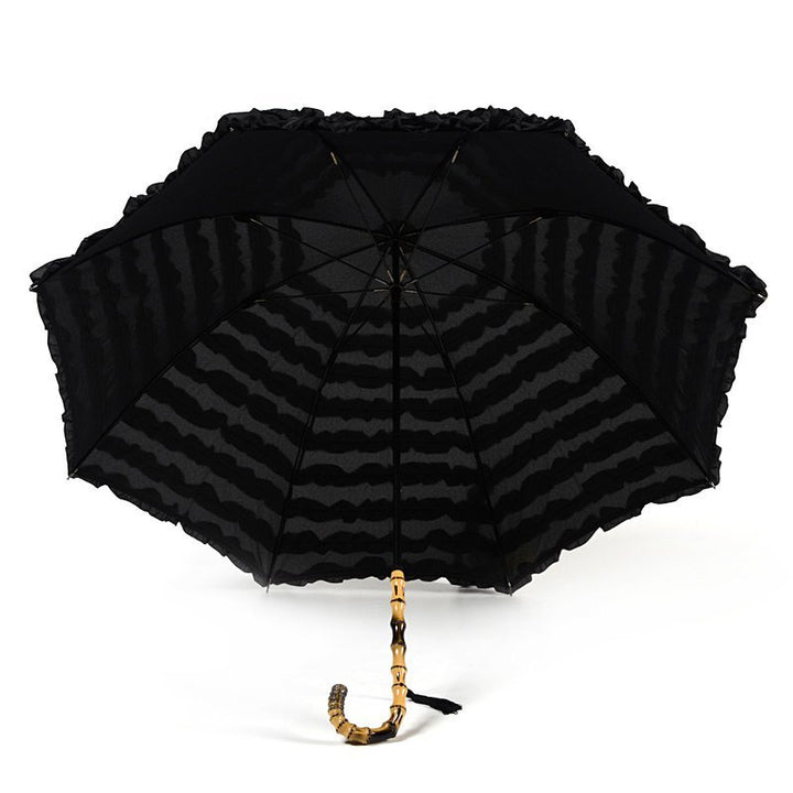 FiFi Frill with Tassell Pagoda Black Wedding Umbrella Under Canopy