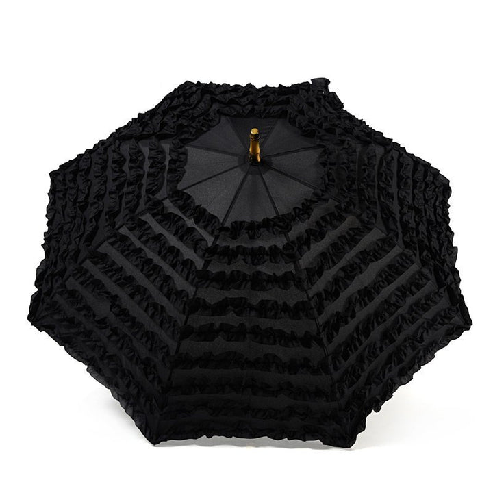 FiFi Frill with Tassell Pagoda Black Wedding Umbrella