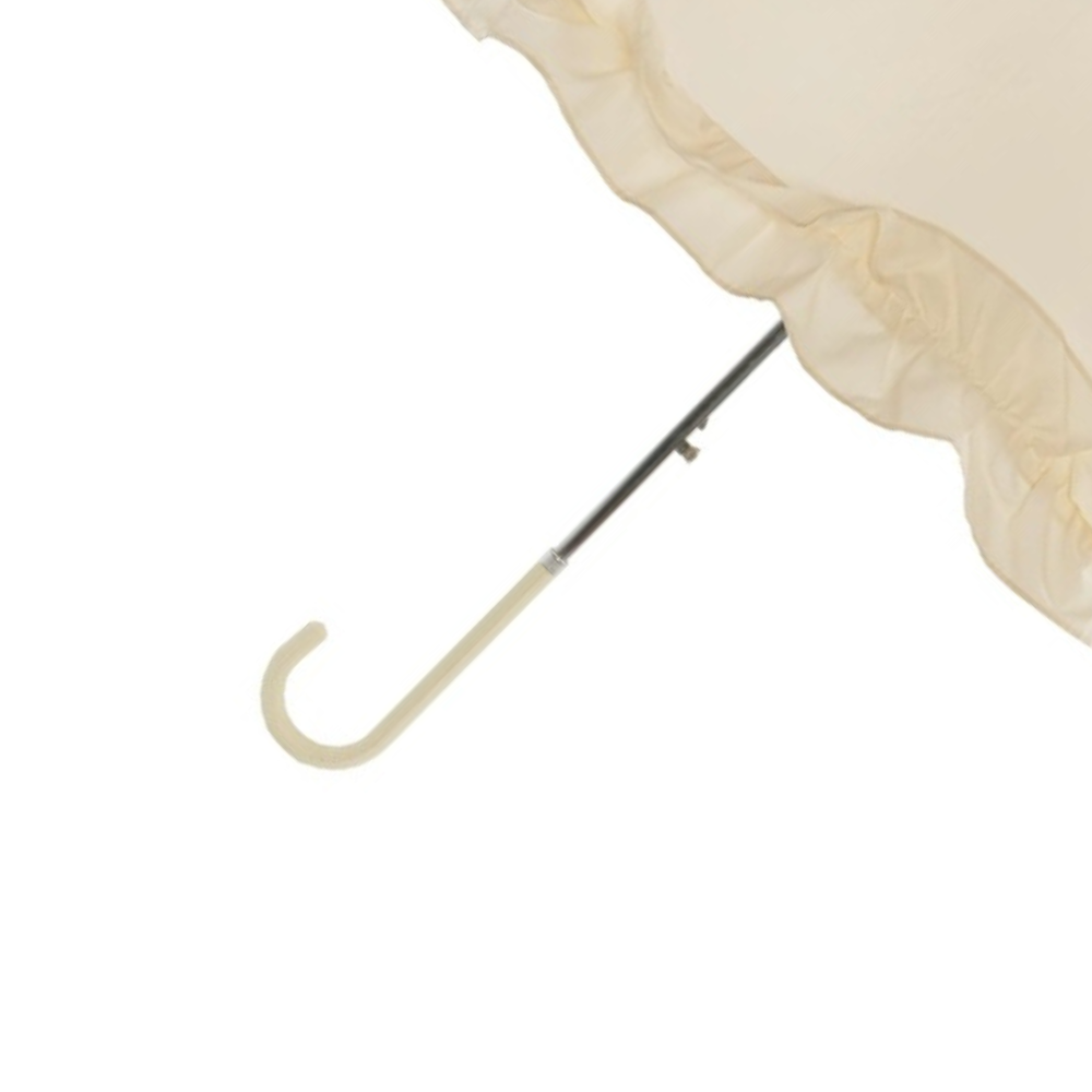 Large Frilled Ivory Wedding Umbrella Handle