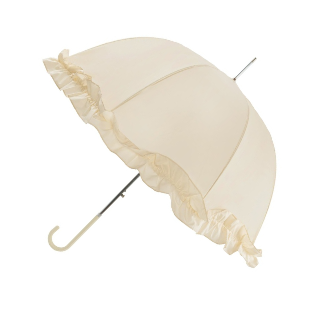 Large Frilled Ivory Wedding Umbrella Side Canopy