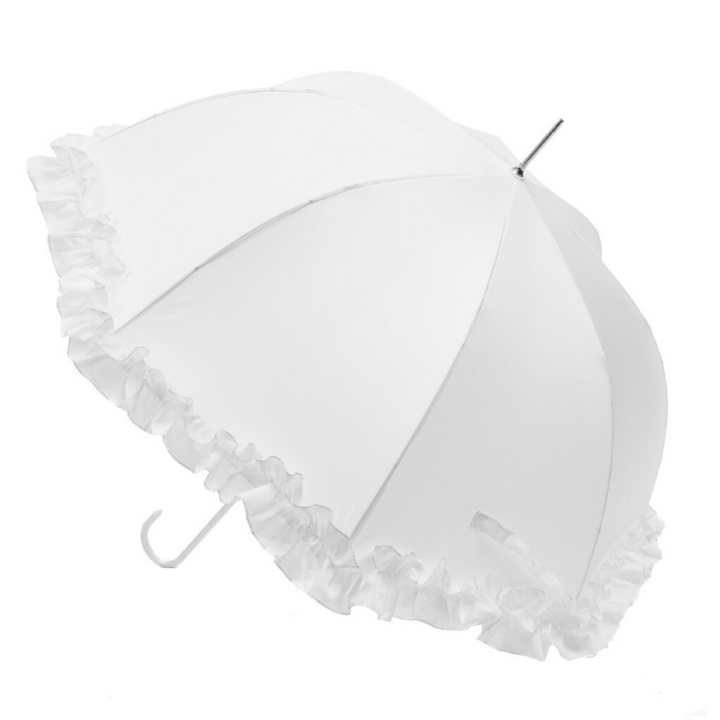 Large Frilled White Wedding Umbrella Side Canopy