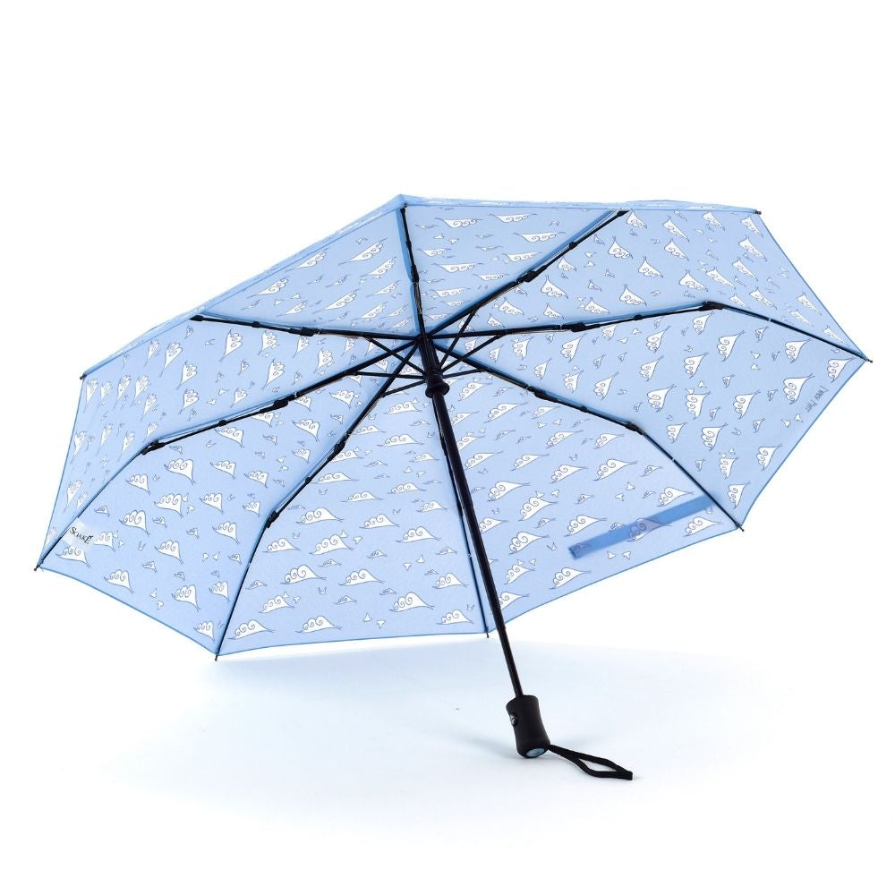 Laura Wall Clouds Ladies Folding Umbrella Under Canopy