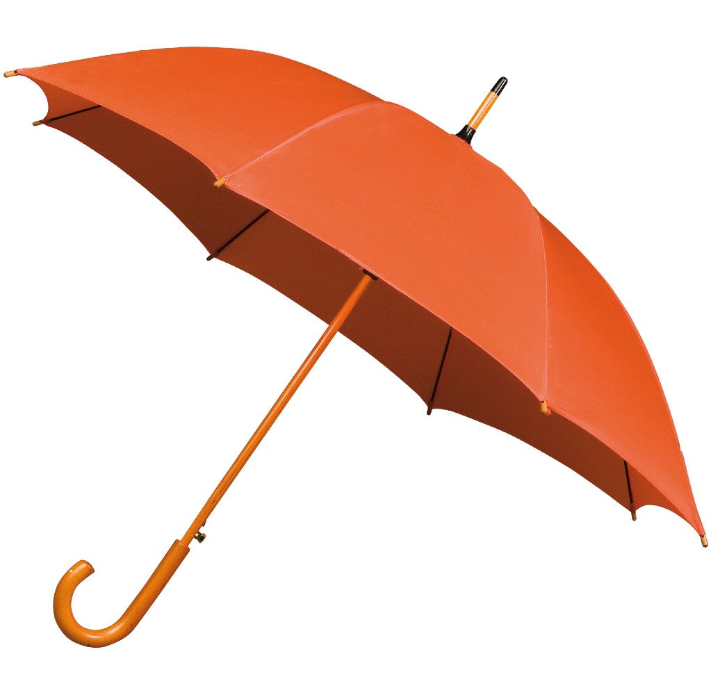 Orange Wood Stick Walking Umbrella Side Canopy