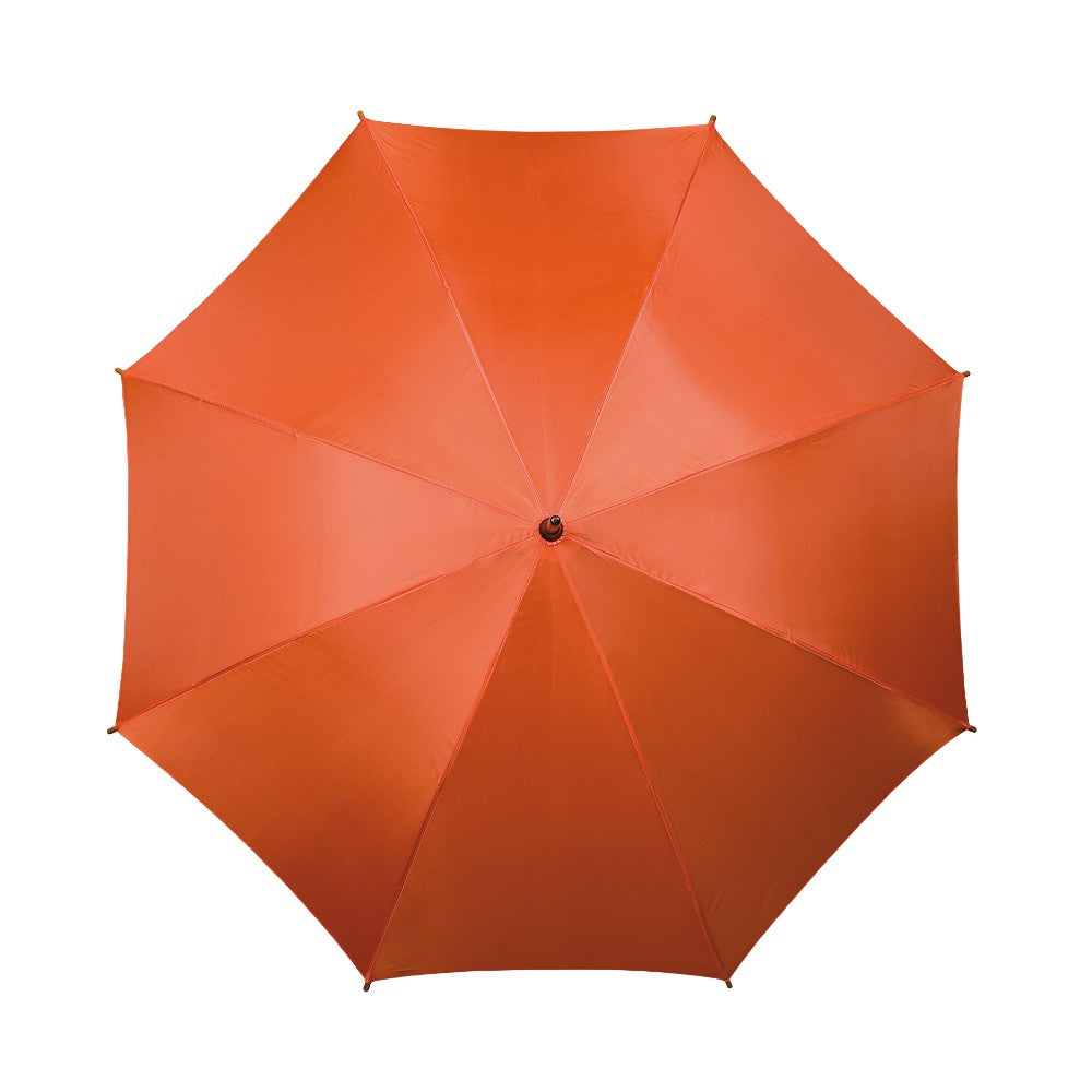Orange Wood Stick Walking Umbrella Top Canopy