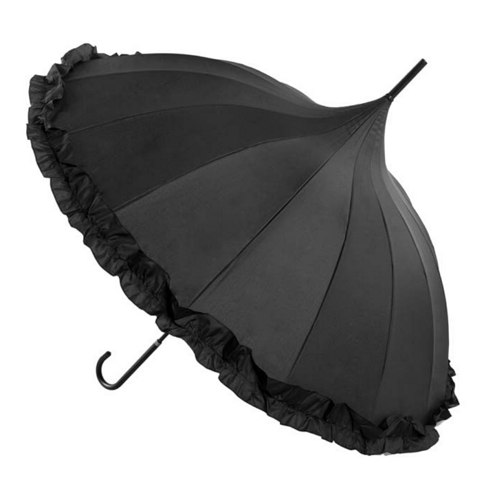 Oriental Black Wedding Pagoda Umbrella With Frill Top Canopy