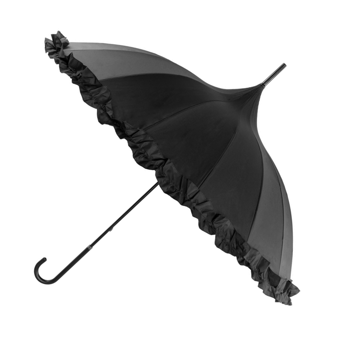 Oriental Black Wedding Pagoda Umbrella With Frill Side Canopy