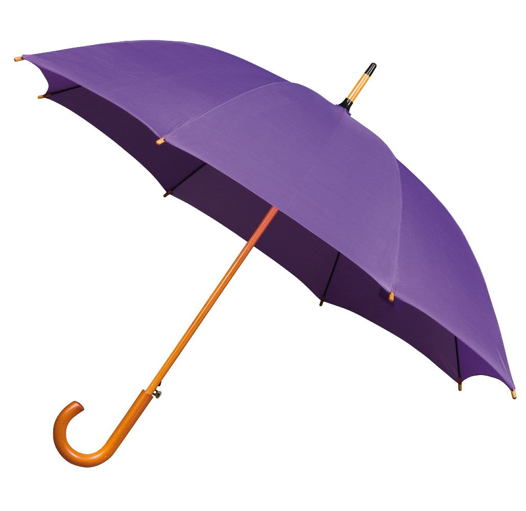 Purple Wood Stick Walking Umbrella Side Canopy