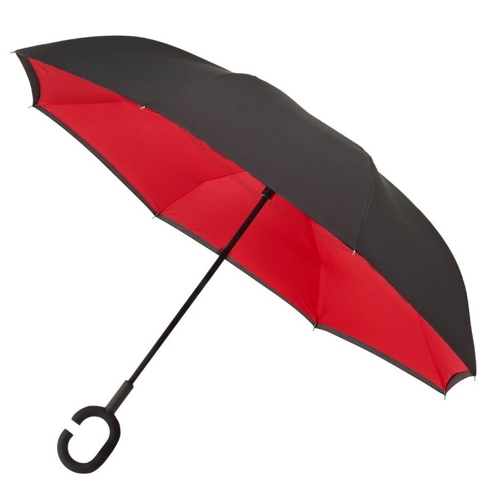 Black & Red Windproof Inside Out umbrella Side View