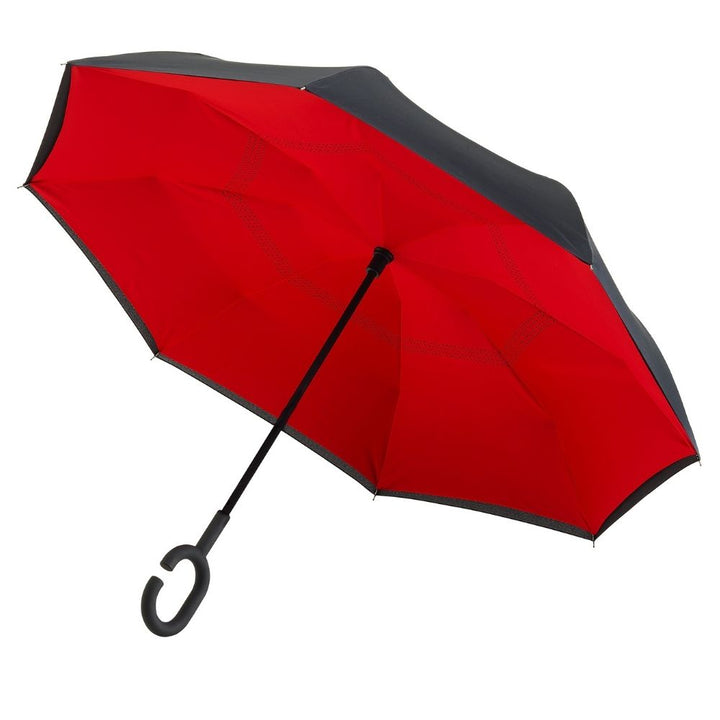 Black & Red Windproof Inside Out umbrella Under Canopy