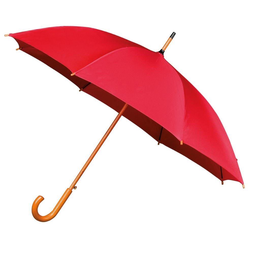 Red Wood Stick Walking Umbrella Side Canopy
