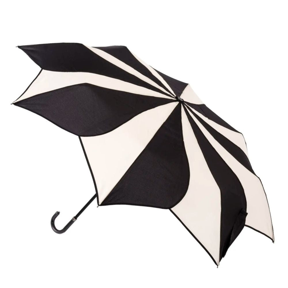 Black and Cream Swirl Ladies Folding Umbrella