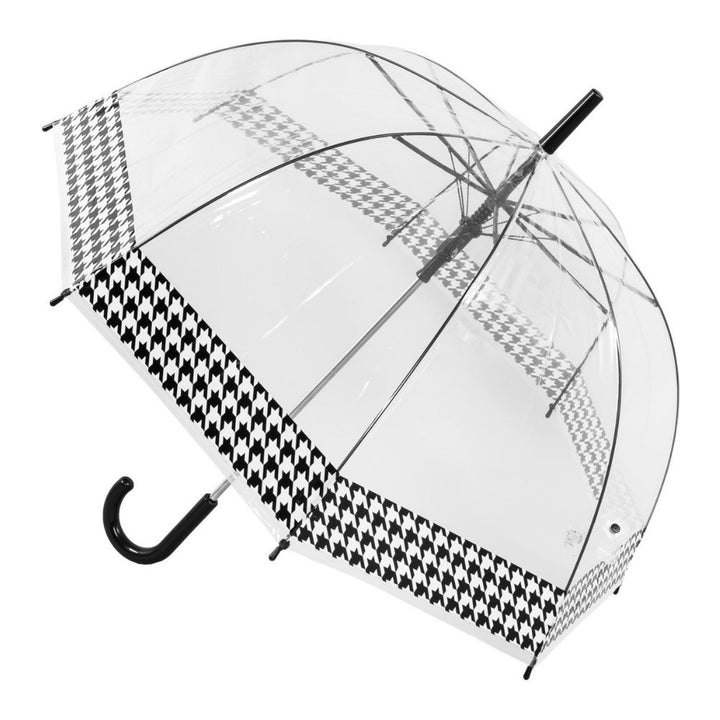 Dogtooth Border Clear Dome Umbrella  Side View