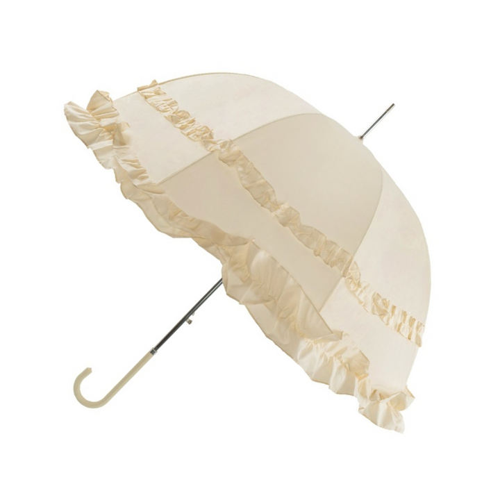 Large Double Frilled Ivory Wedding Umbrella Side Canopy
