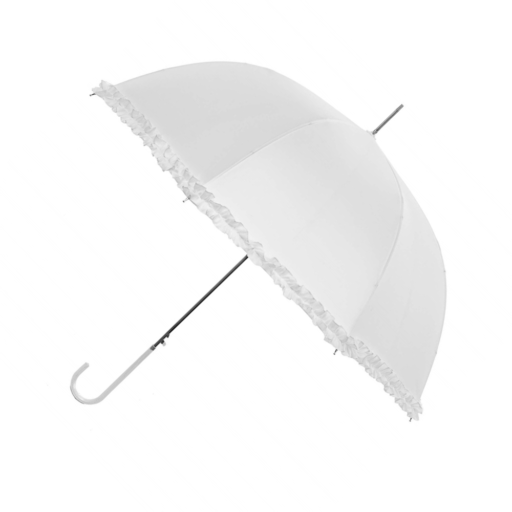 Frilled White Wedding Umbrella Side Canopy