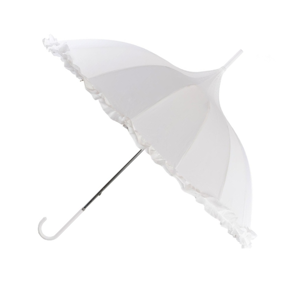 White Pagoda Wedding Umbrella With Frill Side Canopy